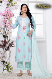 Cotton Linen fabric with shiffon duppata